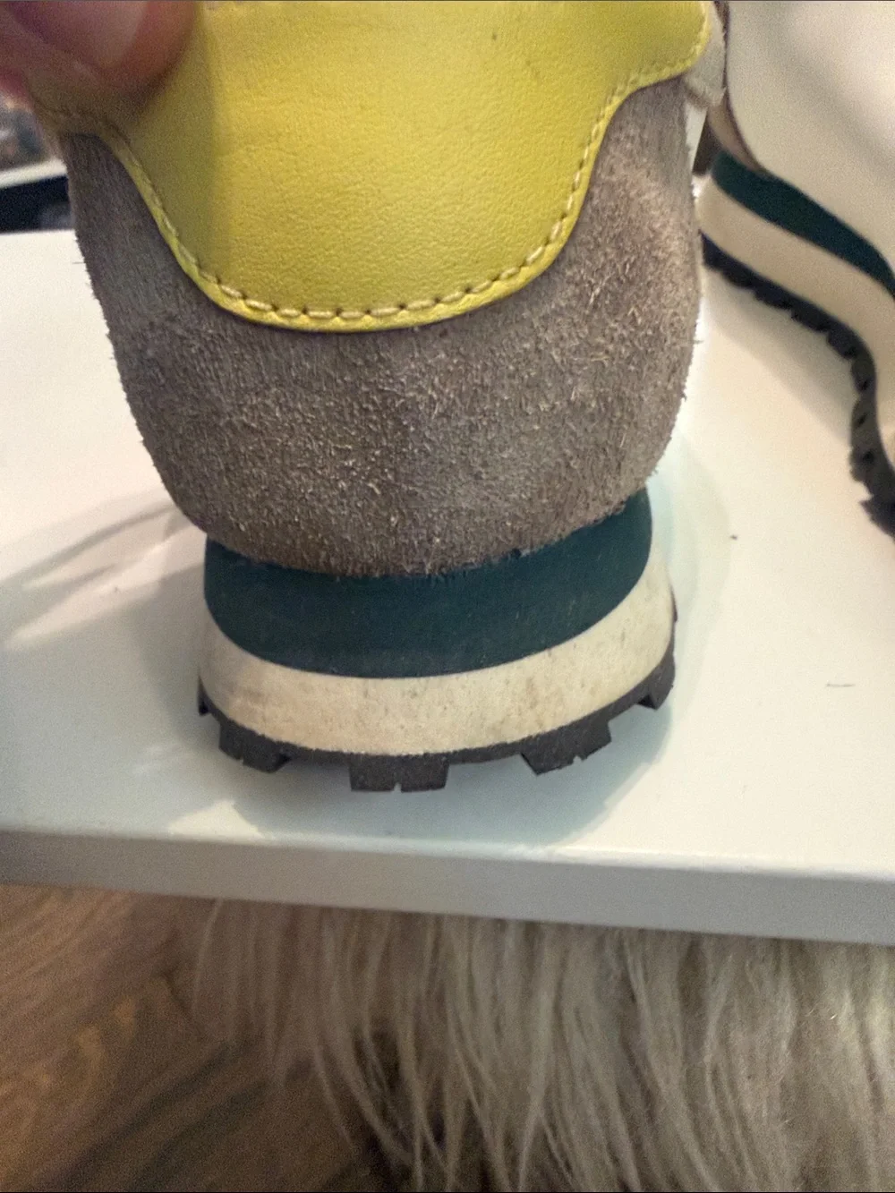Tory Burch Nylon Yellow & Gray Suede-Trim Runner Sneakers
